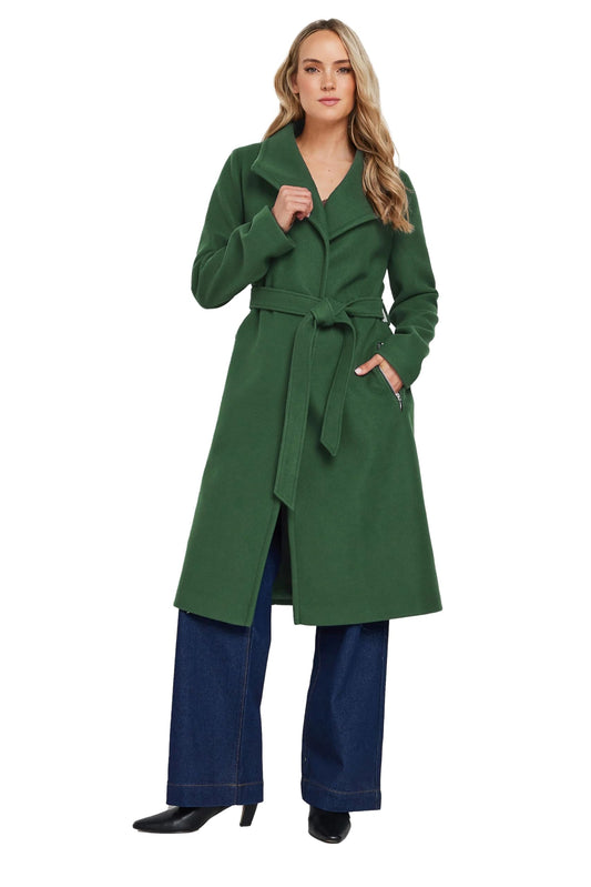 Long Tall Sally Lts Tall Belted Wrap Formal Coat Dark Green 16