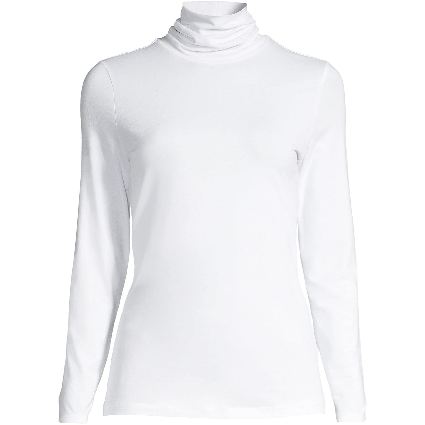 Lands' End Womens Long Sleeve Shaped LWCM Turtleneck White Tall Medium