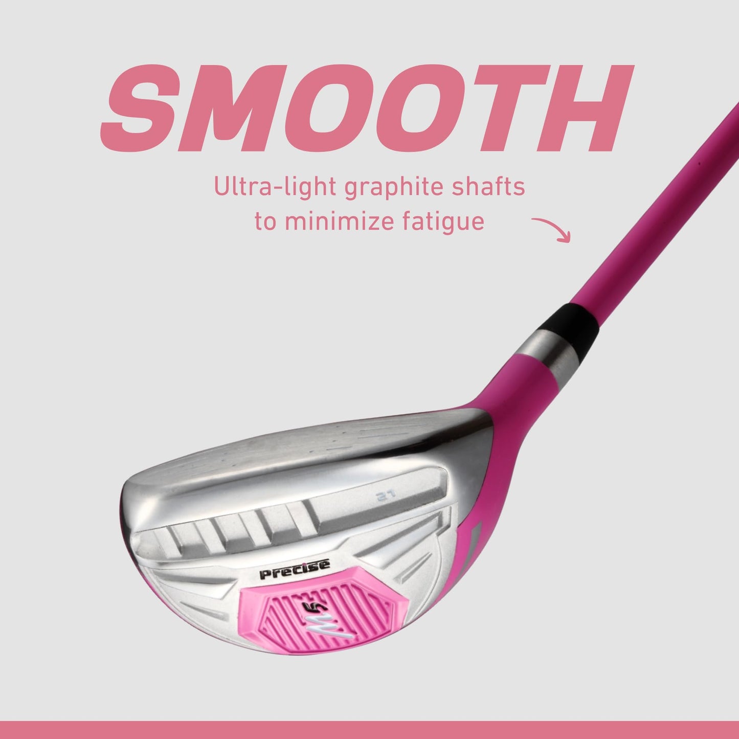 Precise M5 Womens Golf Clubs Full Set, Titanium Driver, S.S. Fairway, S.S. Hybrid, S.S. 5-PW Irons, Putter, Stand Bag, 3 H/C's, Golf Clubs Women Right Handed, Pink (Pink, Right Hand Tall Size)