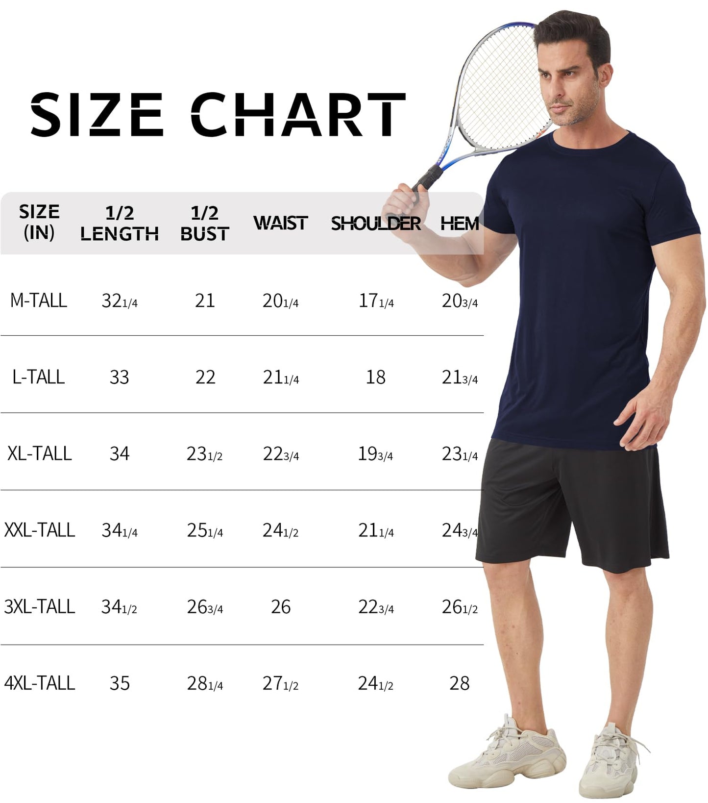 Idtswch Men's Tall T-Shirt Rash Guard UPF 50+ T-Shirt Quick Dry Swim Water Top Tee Short Sleeve Athletic Shirts Navy-L