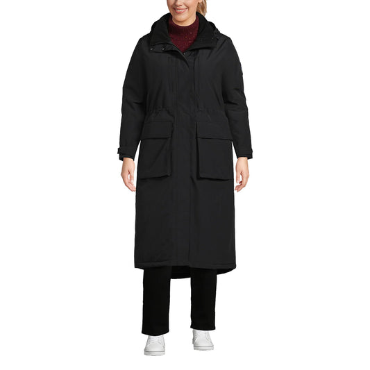 Lands' End Womens Squall Stadium Insulated Coat Black Tall Medium