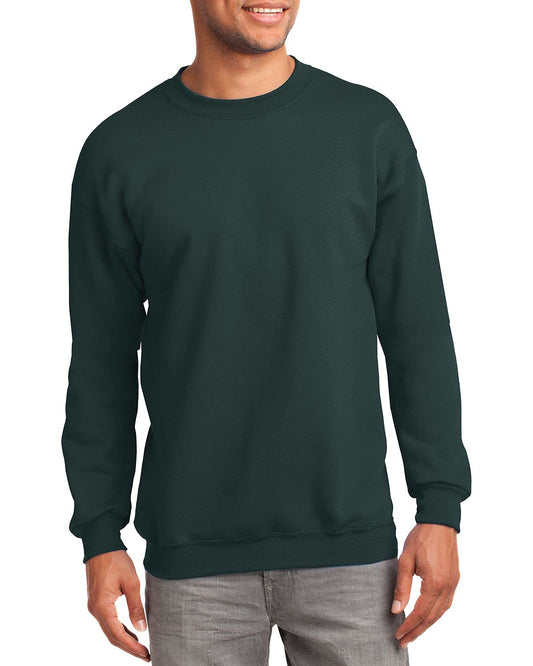 JustBlanks Fleece Sweatshirt for Men Tall Men’s Sweatshirt Crewneck Sweatshirt Relaxed-Fit Pullover Sweatshirt - Dark Green - 2XLT