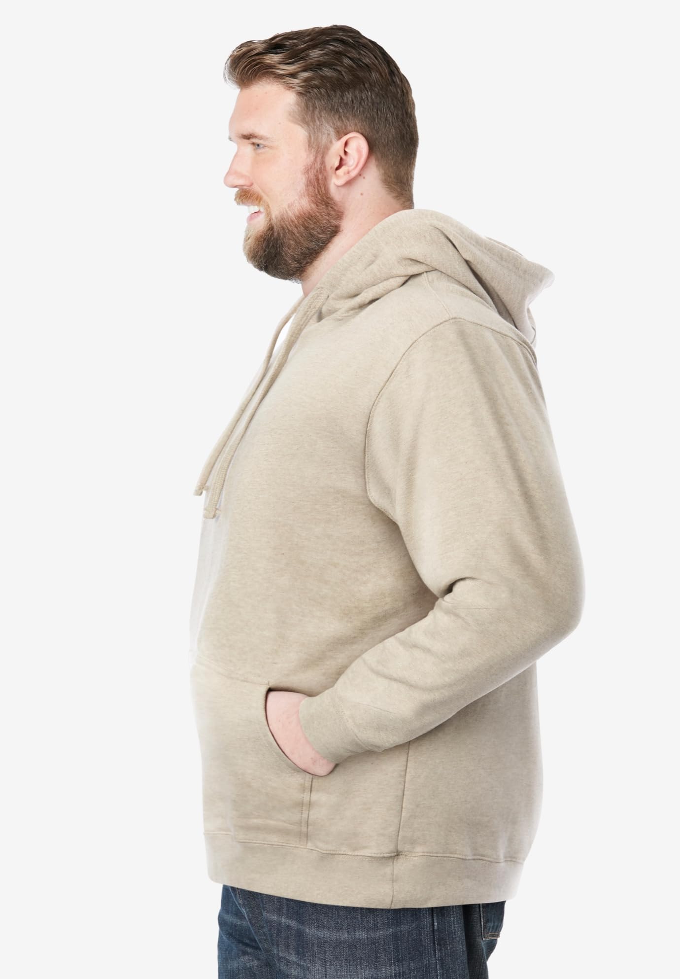 KingSize Men's Big & Tall Fleece Pullover Hoodie - 5XL, Heather Bone