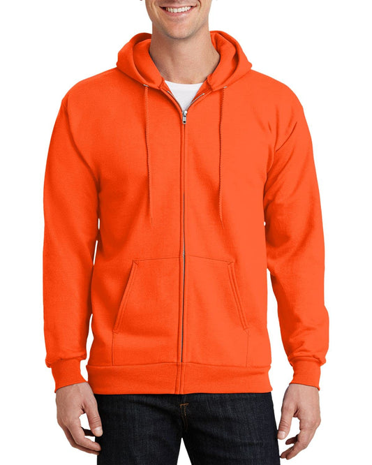 JustBlanks Mens Long Sleeve Hooded Sweatshirt Heavyweight Full-Zip Fleece Hoodie Sweatshirt for Men - Safety Orange - LT