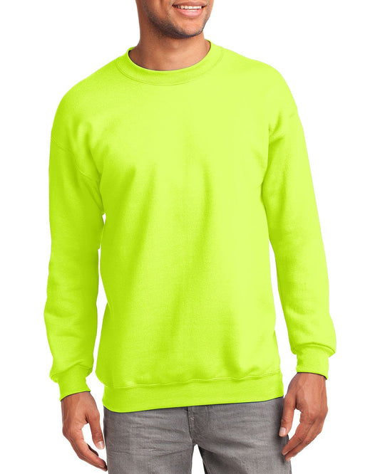 JustBlanks Fleece Sweatshirt for Men Tall Men’s Sweatshirt Crewneck Sweatshirt Relaxed-Fit Pullover Sweatshirt - Safety Green - 2XLT