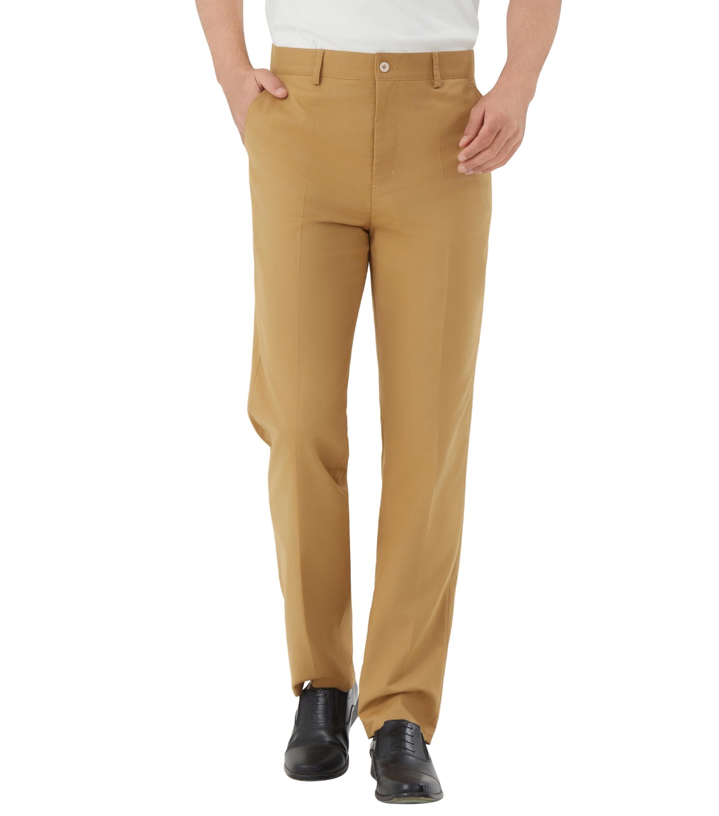 Men's Tall Classic Fit Flex Flat Front Dress Pants Formal Pants for Business & Office Khaki
