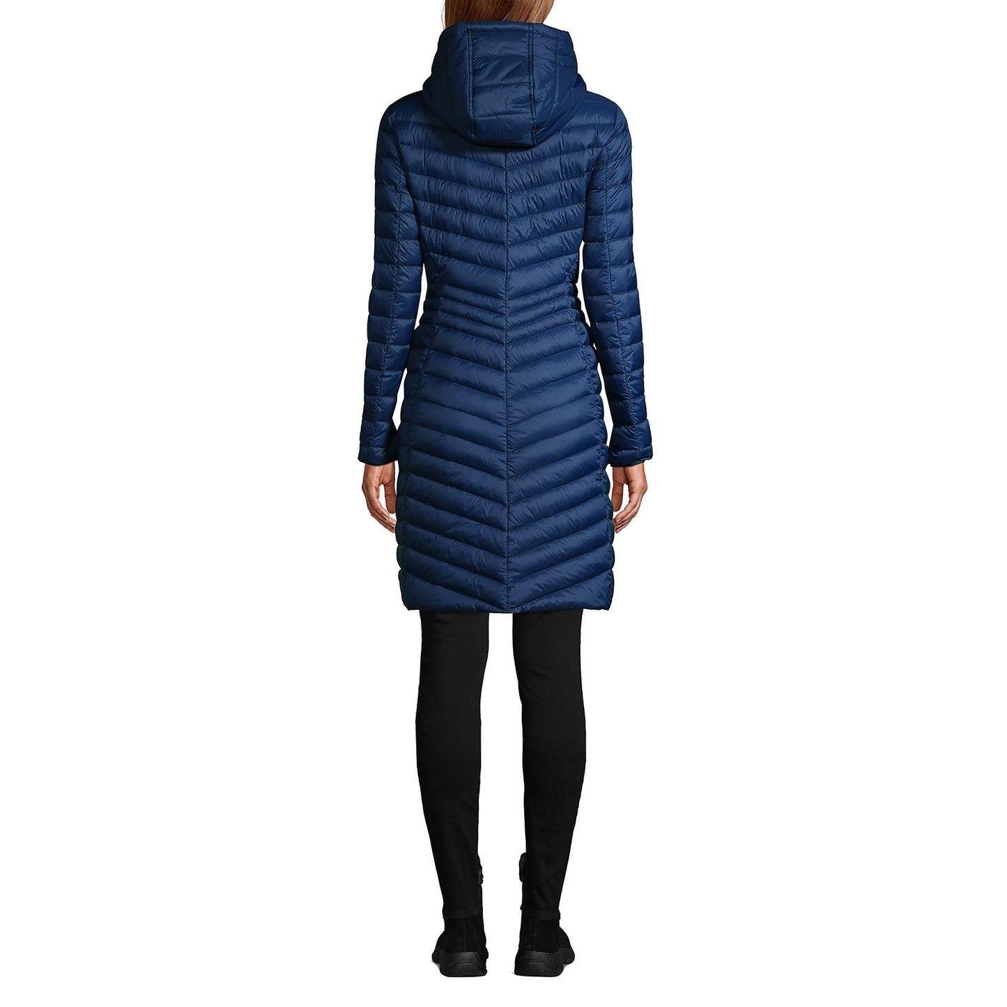 Lands' End Womens Packable Chevron Wanderweight Down Coat Deep Sea Navy Tall Small