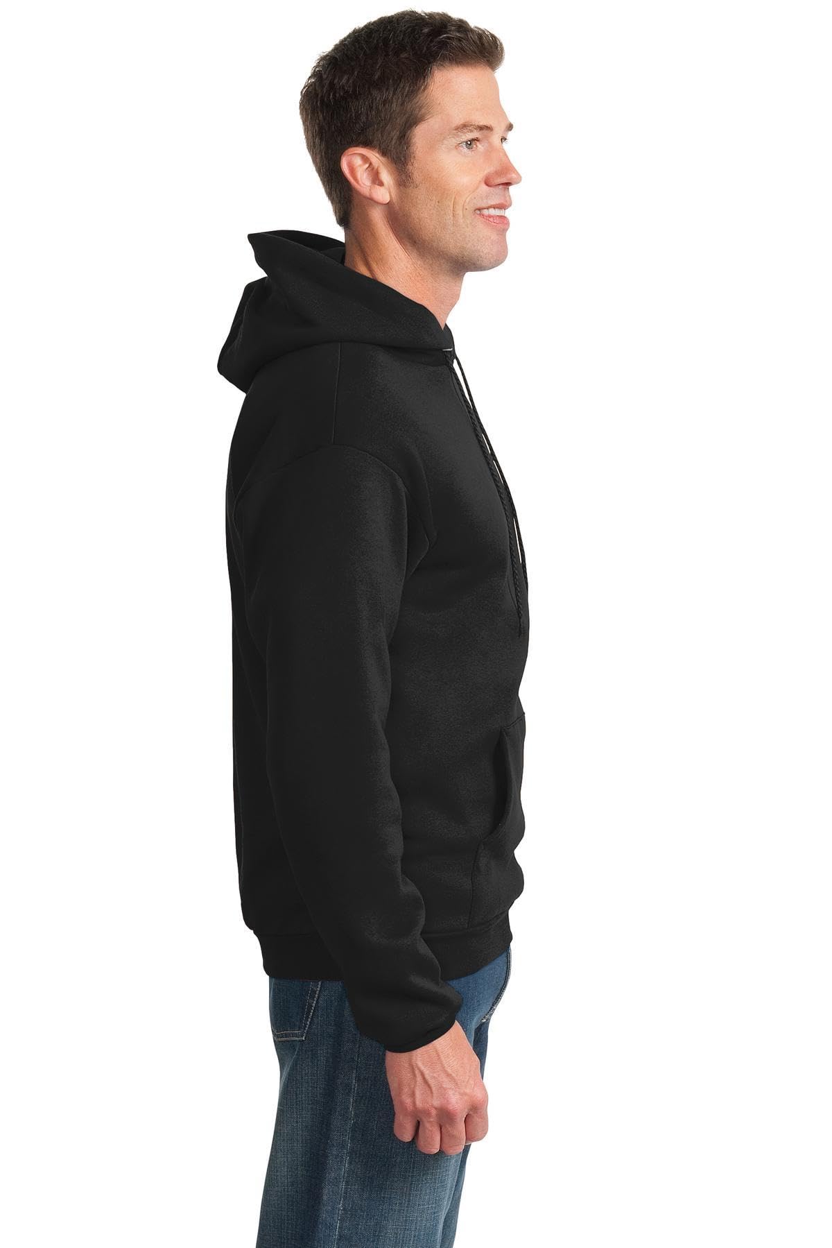 Port & Co TALL Essential Fleece Pullover Hooded Sweatshirt-PC90HT-4XLT-Jet Black