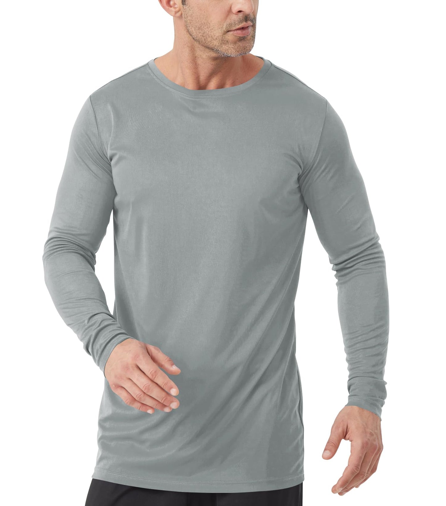 Men's Tall Rash Guard Long Sleeve T Shirts - UPF 50+ Sun Protection Tee Shirt for Fishing, Swim, Hiking Grey