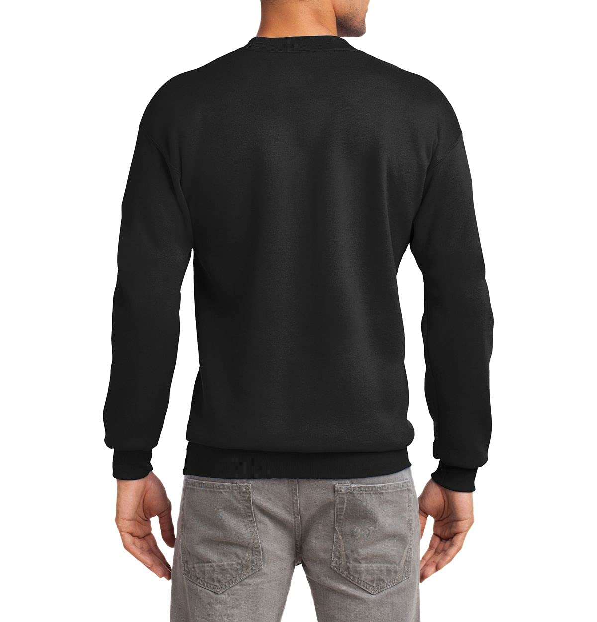 JustBlanks Fleece Sweatshirt for Men Tall Men’s Sweatshirt Crewneck Sweatshirt Relaxed-Fit Pullover Sweatshirt - Jet Black - 2XLT