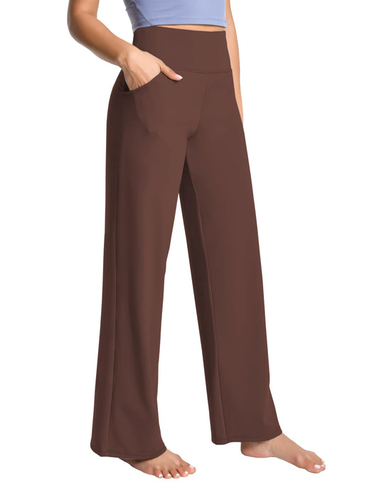 BUBBLELIME 29"/31"/33"/35"/37" Women's Wide Legs Yoga Pants Loose Lounge Sweatpants - Wide Legs_MAHOGANYMAROON XL_35" Inseam