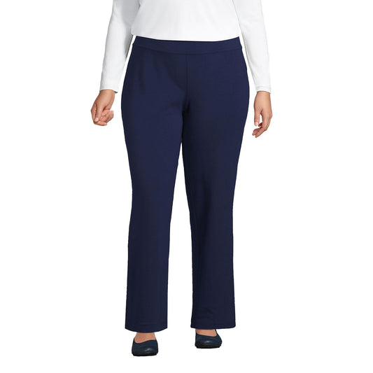 Lands' End Womens Starfish Straight Pants Deep Sea Navy Tall Small