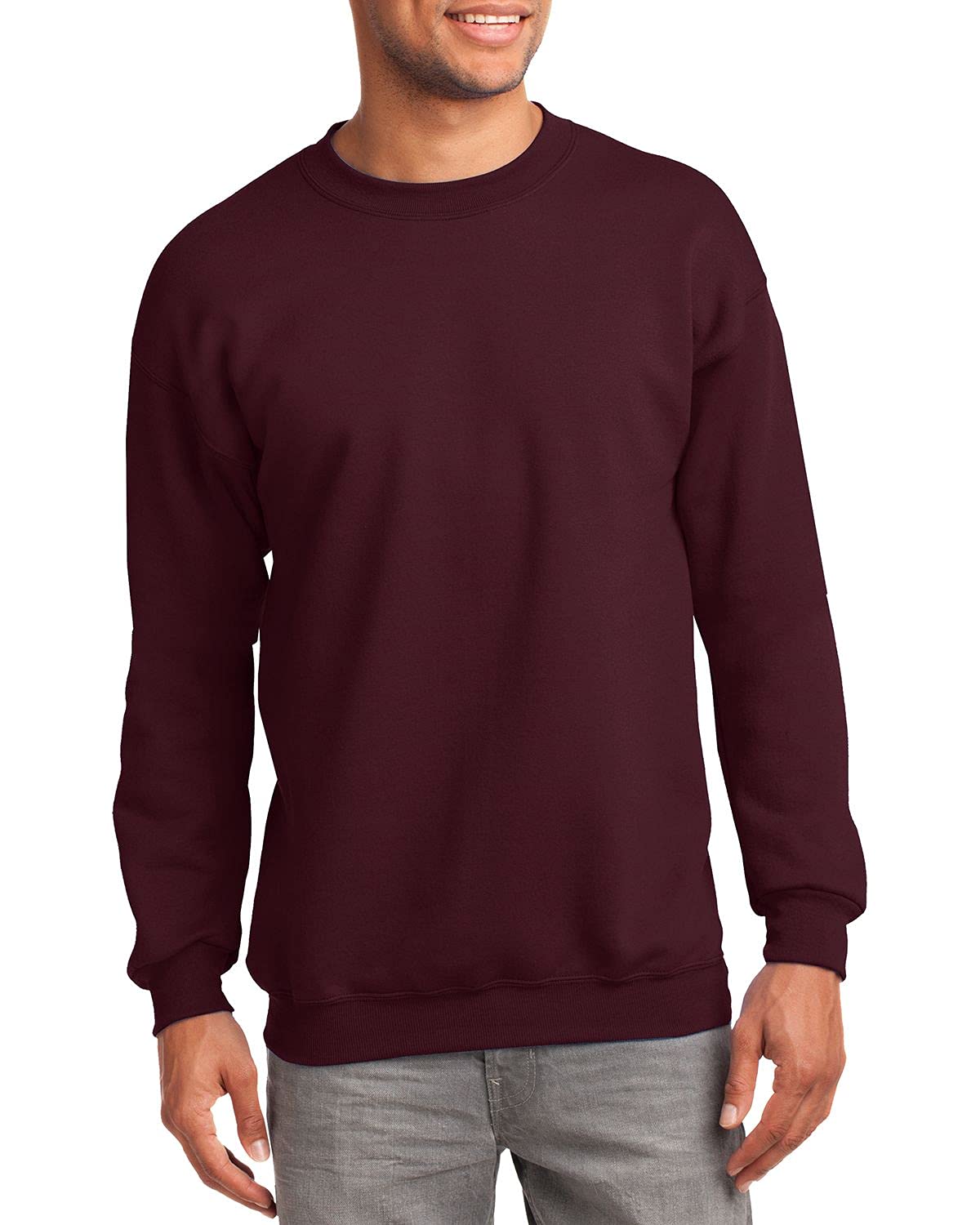 JustBlanks Fleece Sweatshirt for Men Tall Men’s Sweatshirt Crewneck Sweatshirt Relaxed-Fit Pullover Sweatshirt - Maroon - XLT
