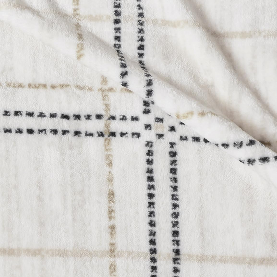 Serenhom Soft Cozy 120x120 Inches Seamless Oversized King Fleece Blanket, Line Pattern Giant Huge, Extra Large 10'x10' California King Blanket for Sofa, Family, Travel, Line Ivory Grey