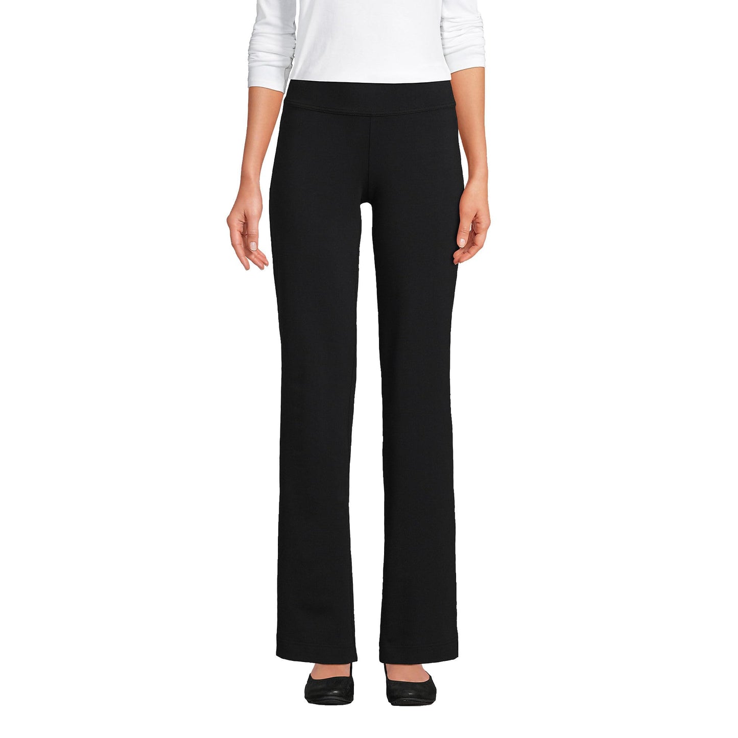 Lands' End Womens Starfish Straight Pants Black Tall Medium