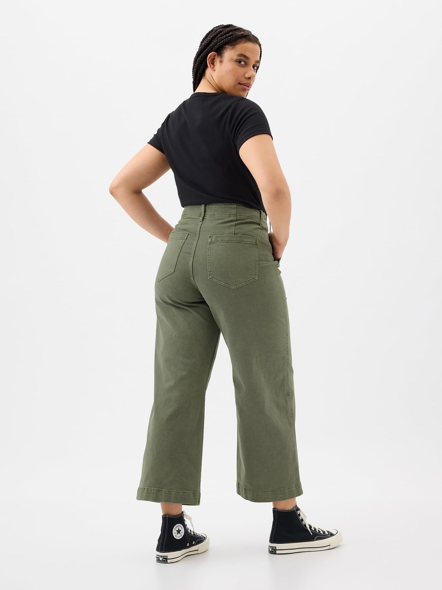 GAP Womens High Rise Wide Leg Jeans Mesculen Green 33