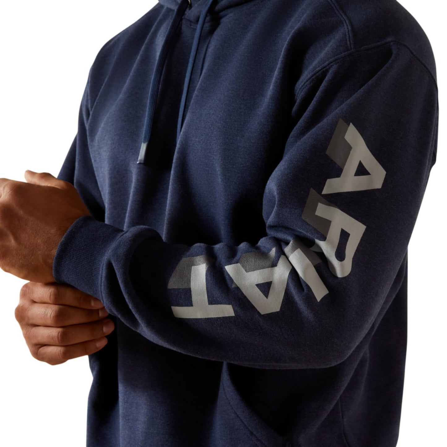 Ariat Rebar Lightweight Logo Hoodie, Navy Heather/Alloy, 3X-Large Tall
