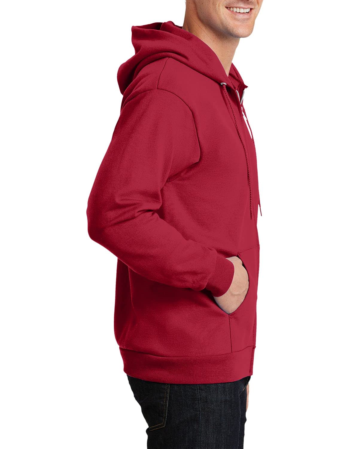 JustBlanks Mens Long Sleeve Hooded Sweatshirt Heavyweight Full-Zip Fleece Hoodie Sweatshirt for Men - Red - XLT