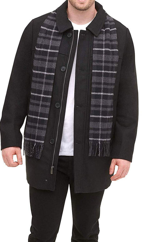 Dockers Men's Weston Wool Blend Coat with Scarf (Regular and Big & Tall) , Black, Large Tall Big & Tall