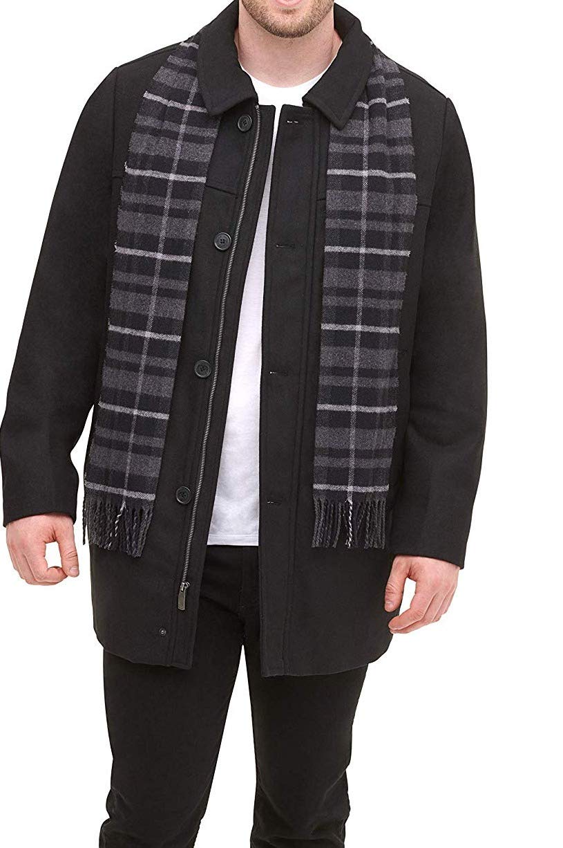 Dockers Men's Weston Wool Blend Coat with Scarf (Regular and Big & Tall), Black, XX-Large