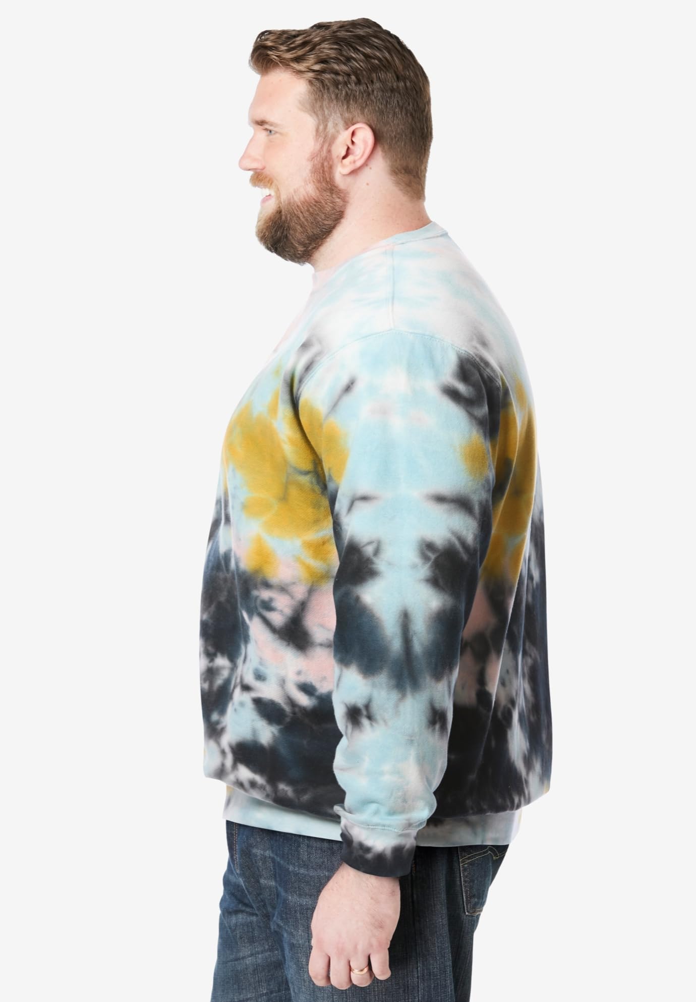 KingSize Men's Big & Tall Fleece Crewneck Sweatshirt - 2XL, Cool Blue Marble
