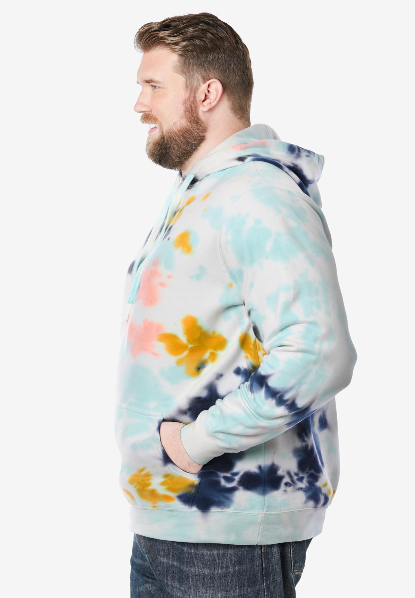KingSize Men's Big & Tall Fleece Pullover Hoodie - 5XL, Cool Blue Marble