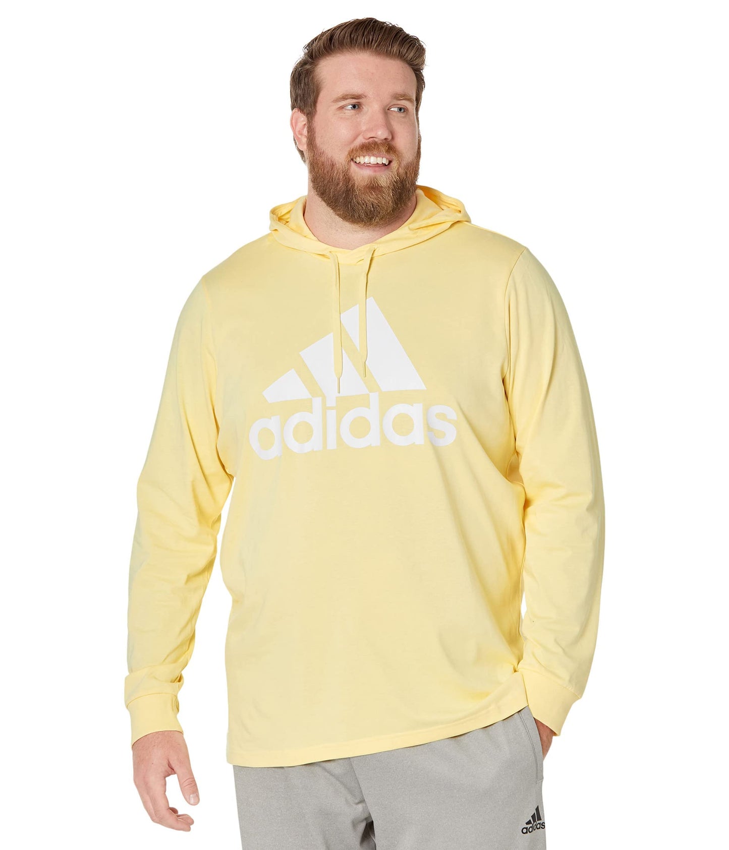 adidas Men's Size Essentials Logo Hoodie, Almost Yellow/White, Large/Tall