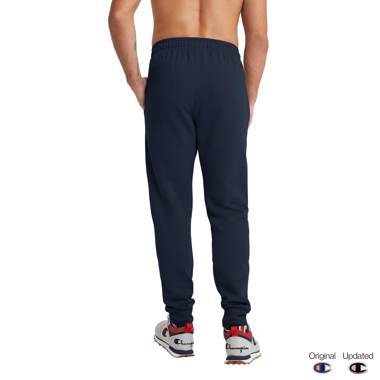 Champion Men's Fleece Joggers, Sweatpants, Standard Fit, Midweight, C, Available in Regular and Big, Navy-Classic Script Logo, XX-Large Tall