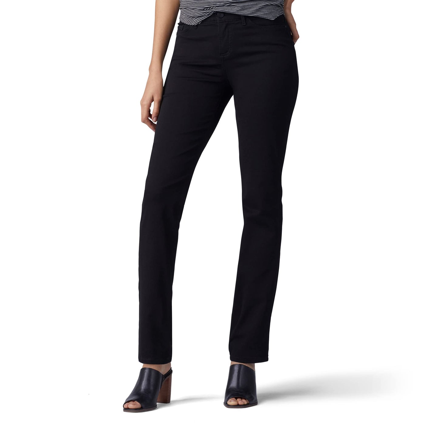 Lee Women's Ultra Lux Comfort with Flex Motion Straight Leg Jean Black 10 Long