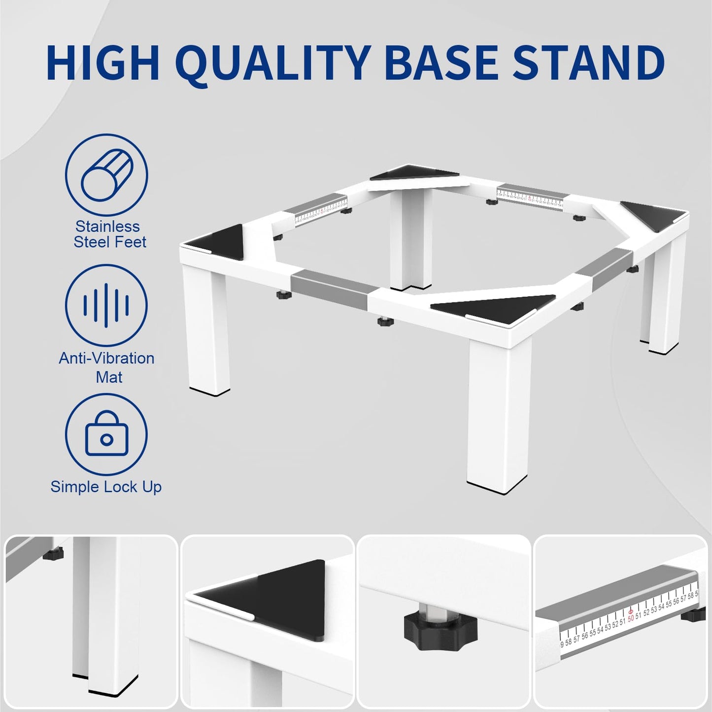 ANBase Heavy-Duty All Steel Laundry Pedestal 16" Height, Full size Universal Washing Machine Stand, Dryer Stand, Suitable for all Washer and Dryer Stand(White)