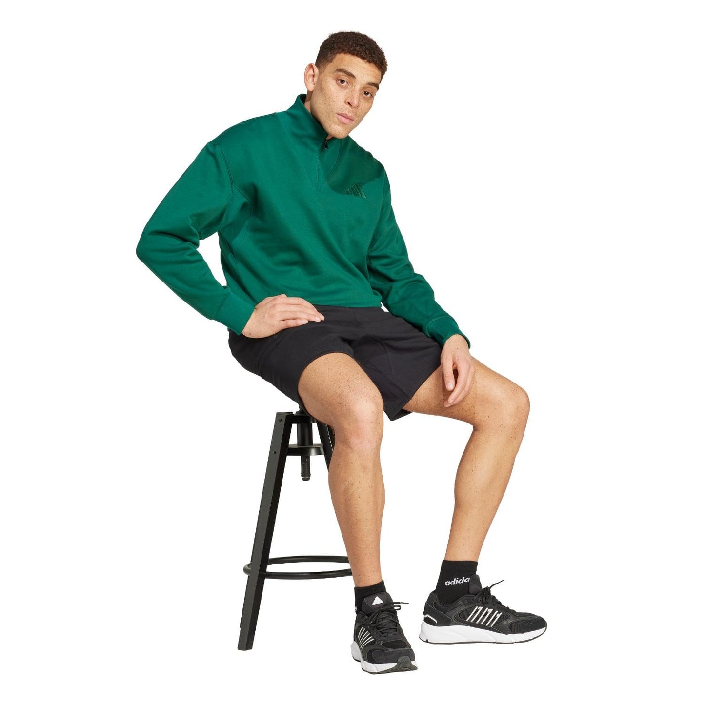 adidas Men's Tall Size All SZN Fleece Quarter-Zip Crewneck Swearshirt, Collegiate Green