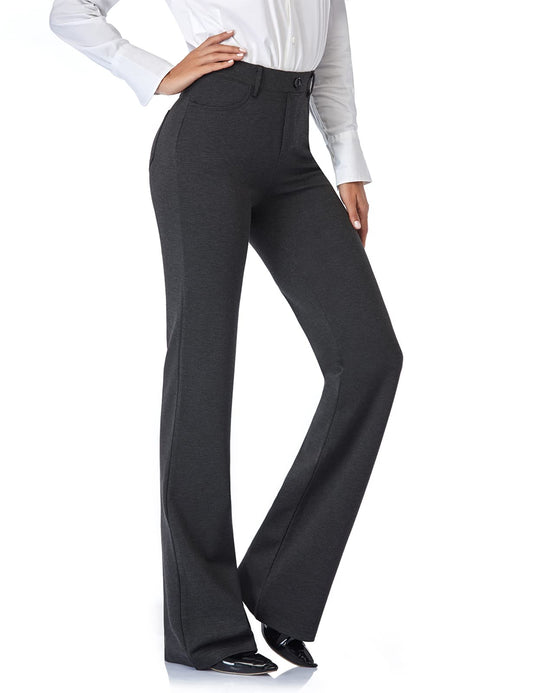 Tapata Women's 28''/30''/32''/34'' Stretchy Bootcut Dress Pants with Pockets Tall, Petite, Regular for Office Work Business 34", Charcoal, XXL