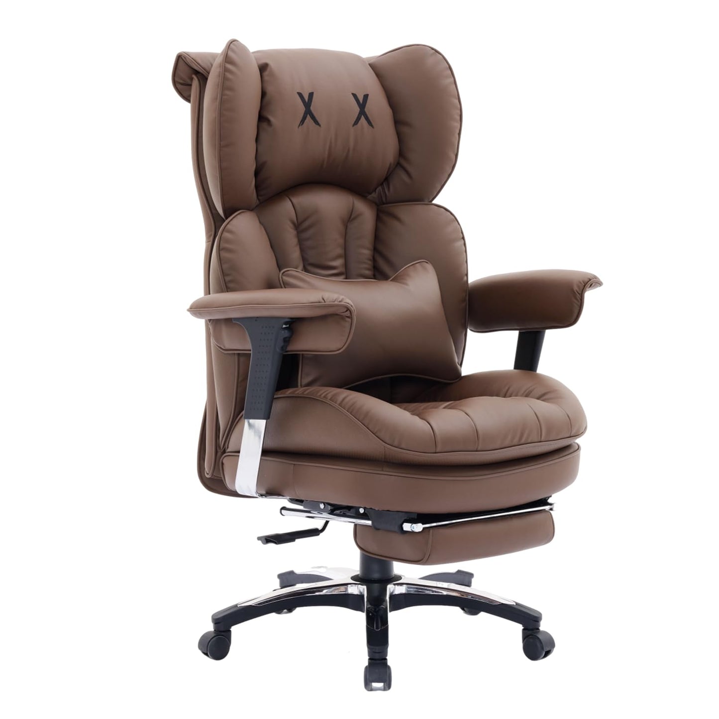 Efomao Big and Tall Office Chair with Footrest – High Back Computer Chair with Adjustable Armrests，Executive Office Chair with Wide Seat, Modern Desk Chair for Home Office, Gaming, or Study, Brown