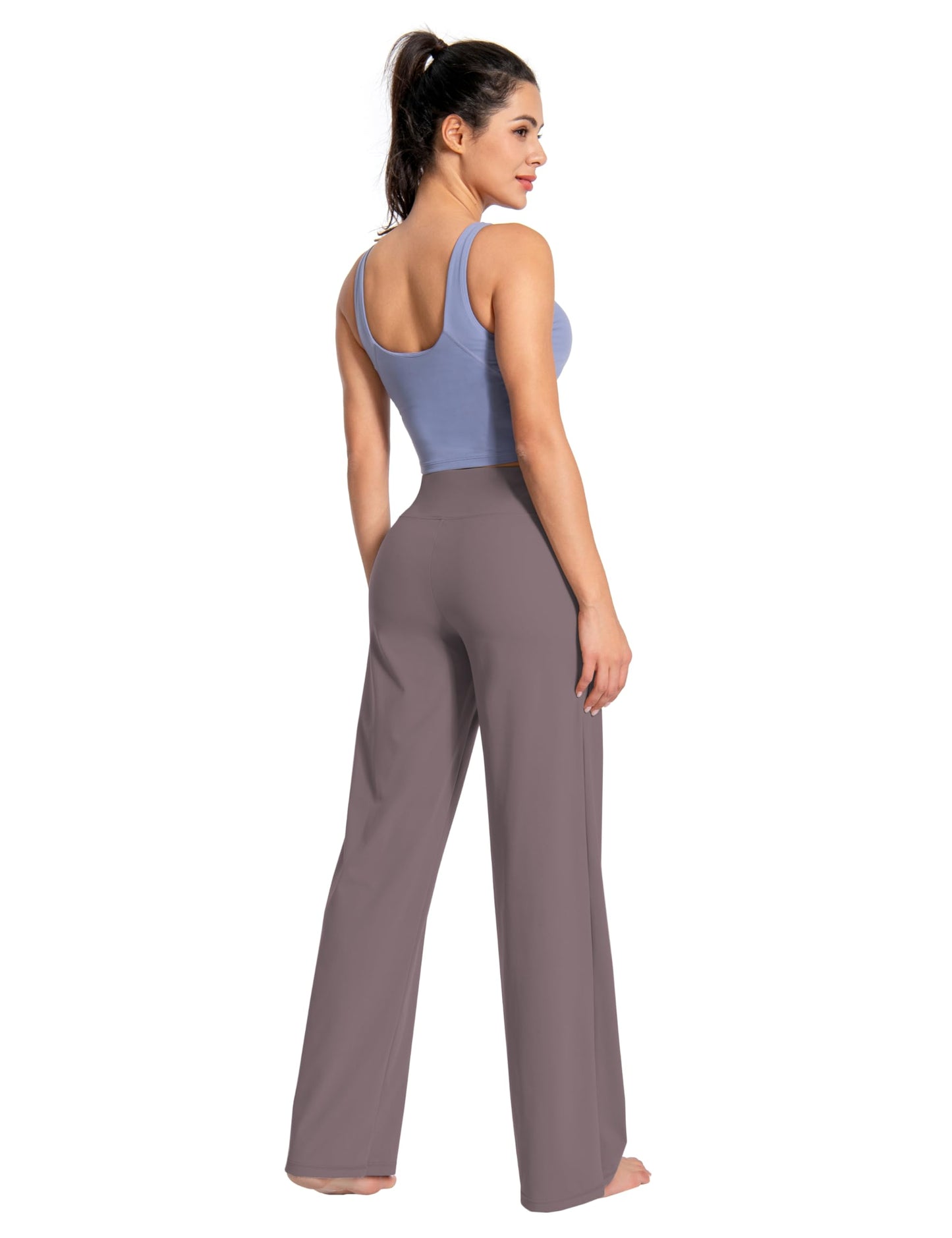 BUBBLELIME 29"/31"/33"/35"/37" Women's Wide Legs Yoga Pants Loose Lounge Sweatpants - Wide Legs_Taupe S_35" Inseam
