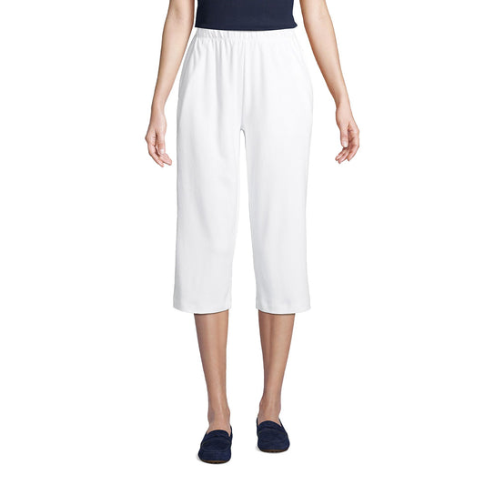 Lands' End Women s Sport Knit Capri Pants White Tall X-Large