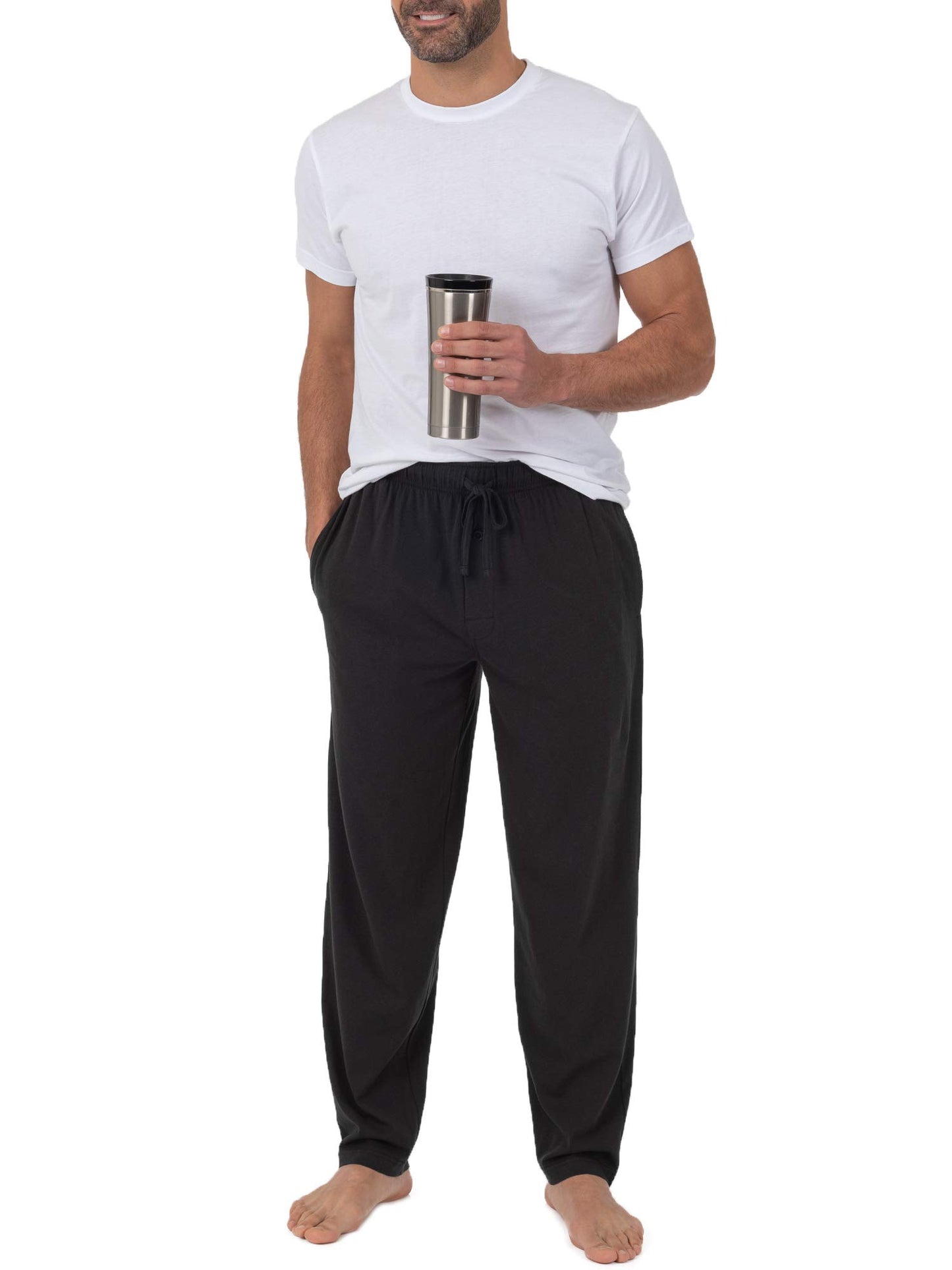 Fruit of the Loom Men's Extended Sizes Jersey Knit Sleep Pant (1 & 2 Packs)Ebony/Ashed Heather, 2XL Tall