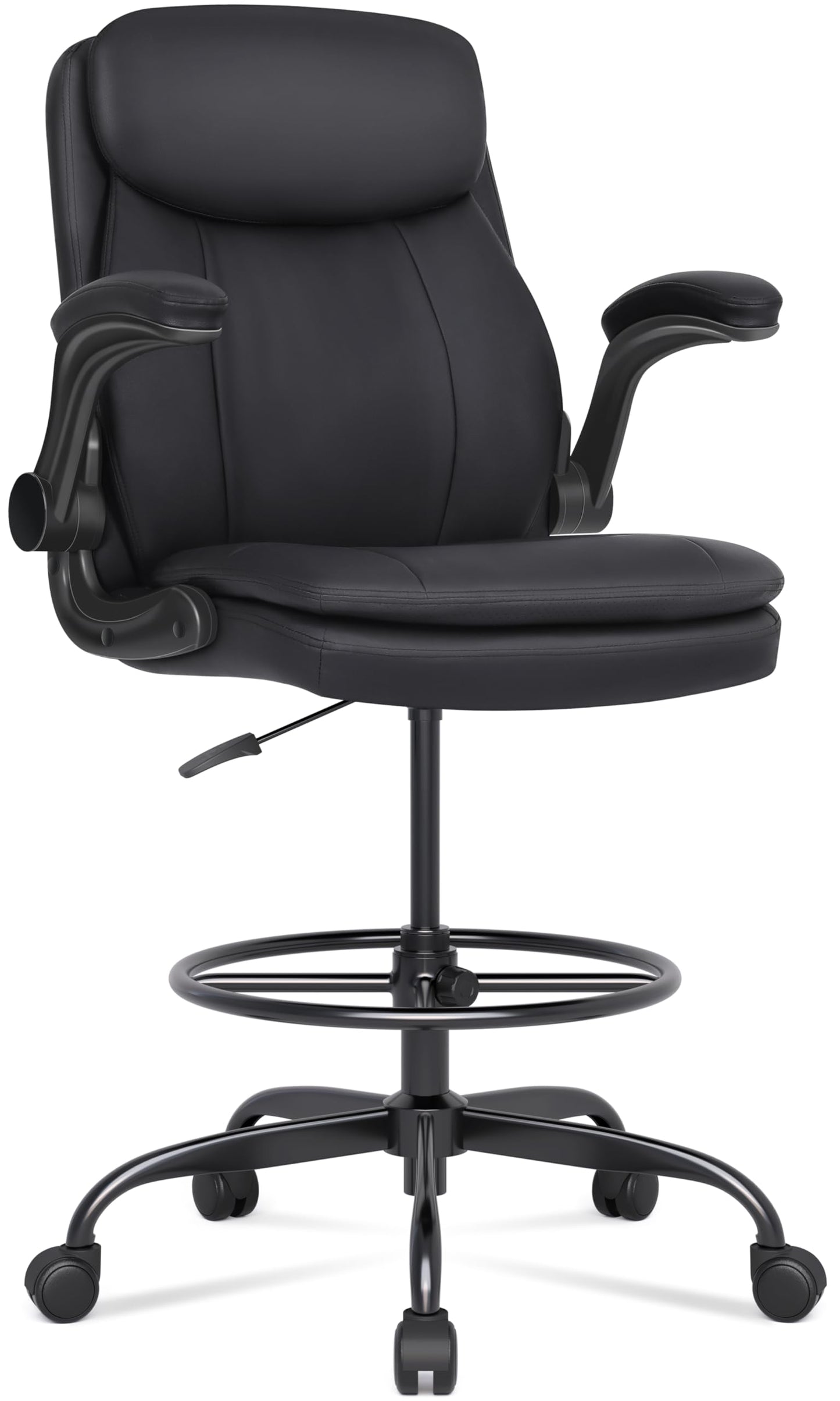 Misolant Drafting Chair, Tall Office Chair for Standing Desk, High Leather Executive Office Chair with Adjustable Height and Flip-up Armrest for Counter Height Desk