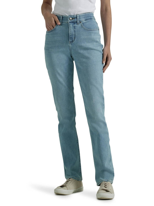 Lee Women's Ultra Lux Comfort with Flex Motion Straight Leg Jean, Within Motion, 14 Long