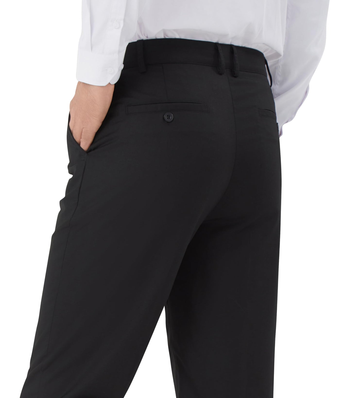 Men's Tall Classic Fit Flex Flat Front Dress Pants Formal Pants for Business & Office Black