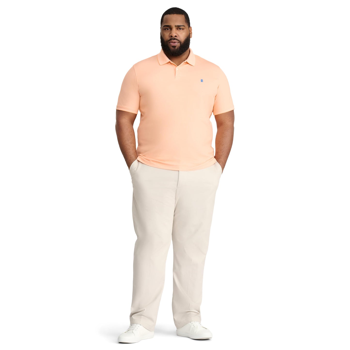IZOD Mens Big And Tall Advantage Performance Short Sleeve Polo Shirt, Cantaloupe, XX-Large Tall US