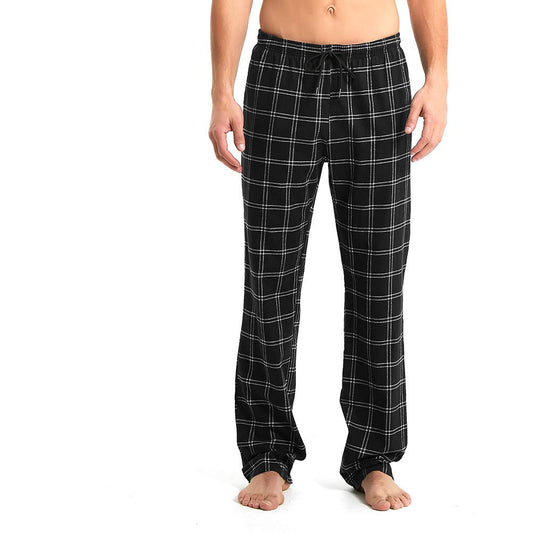 Idtswch Mens Tall Pajama Pants 36" Inseam Plaid Lounge Pants Sleepwear Pajama Bottoms 100% Cotton Black/White