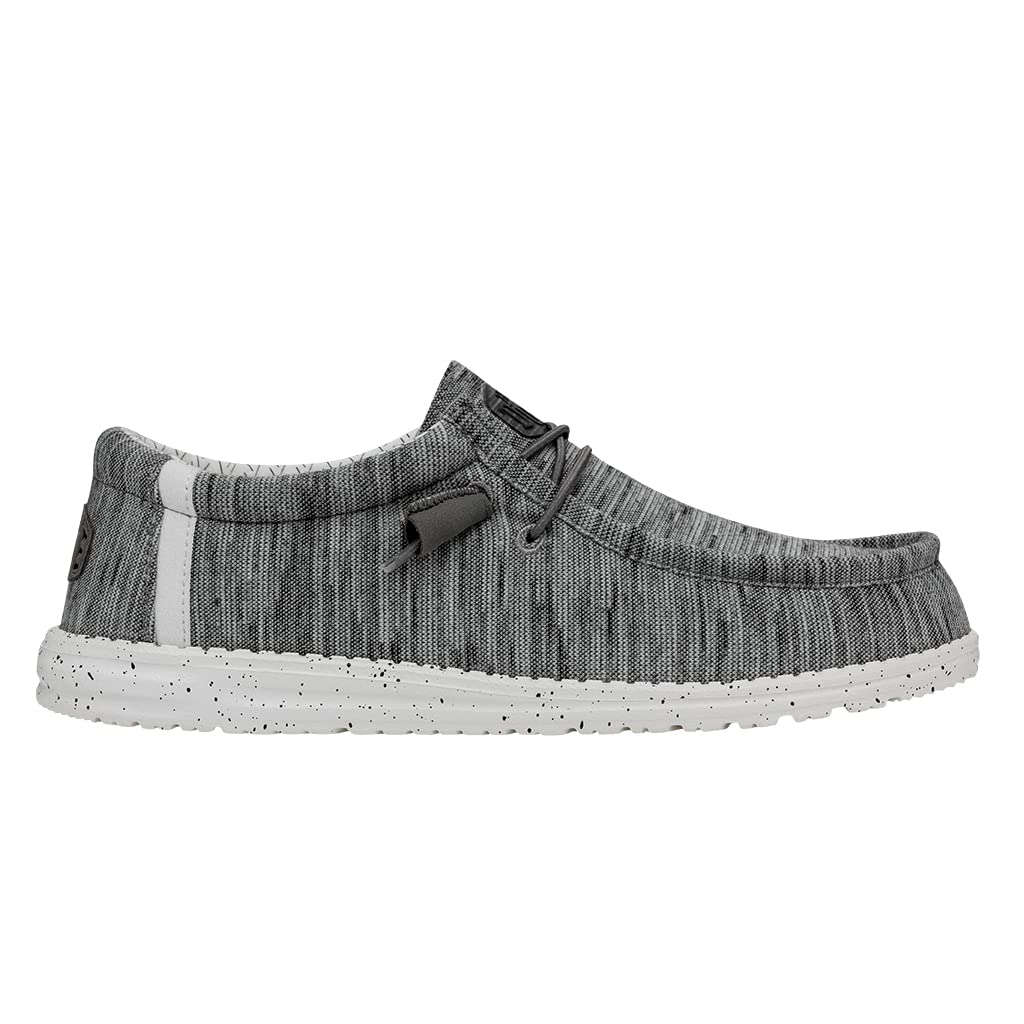 HEYDUDE Men's Wally Stretch Canvas Stone White Size 14 | Men's Shoes | Men Slip-on Loafers | Comfortable & Light-Weight