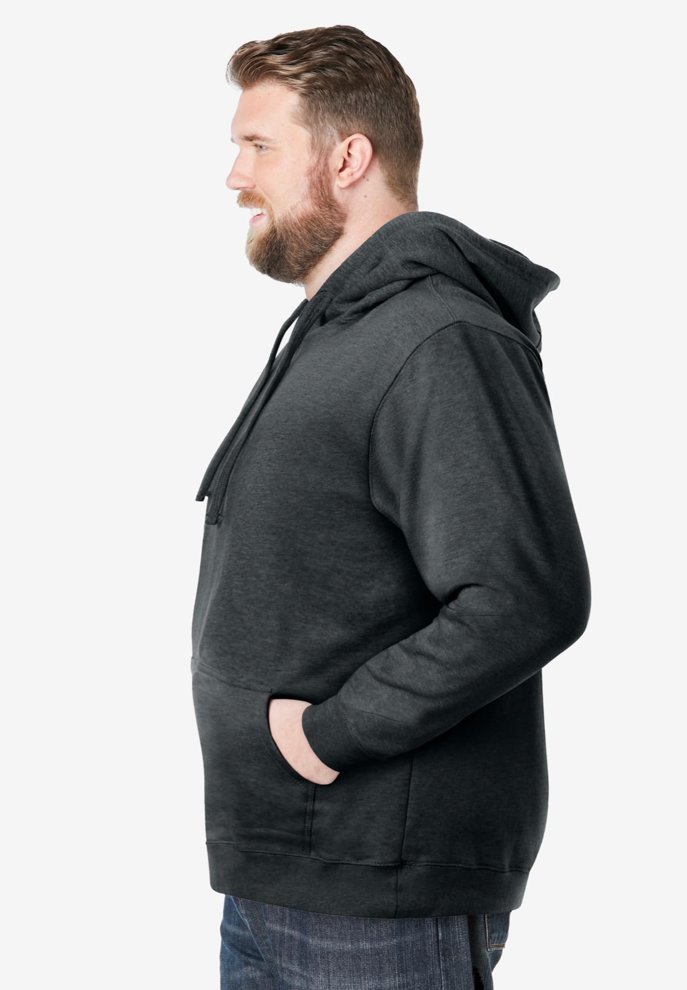 KingSize Men's Big & Tall Fleece Pullover Hoodie - 4XL, Heather Charcoal