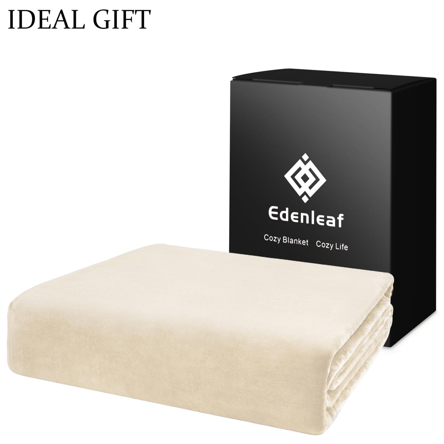 Edenleaf Big Oversized Soft Blanket, Giant Fleece Companion 120x120, California King Warm Blanket for Whole Family, Bed, Sofa, Couch, Travel, Camping 120x120 Cream