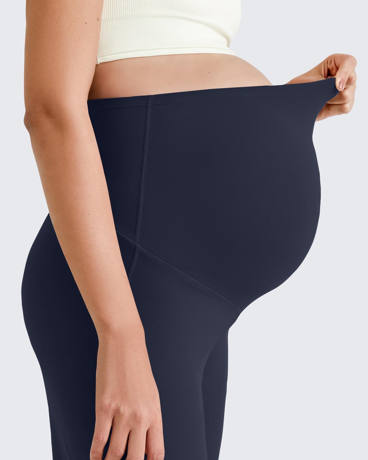 G4Free Maternity Pants for Women Casual Loose Wide Leg Cozy Pant Pregnancy Clothes Yoga Dress Work Trousers(Dark Blue,XXL,32")