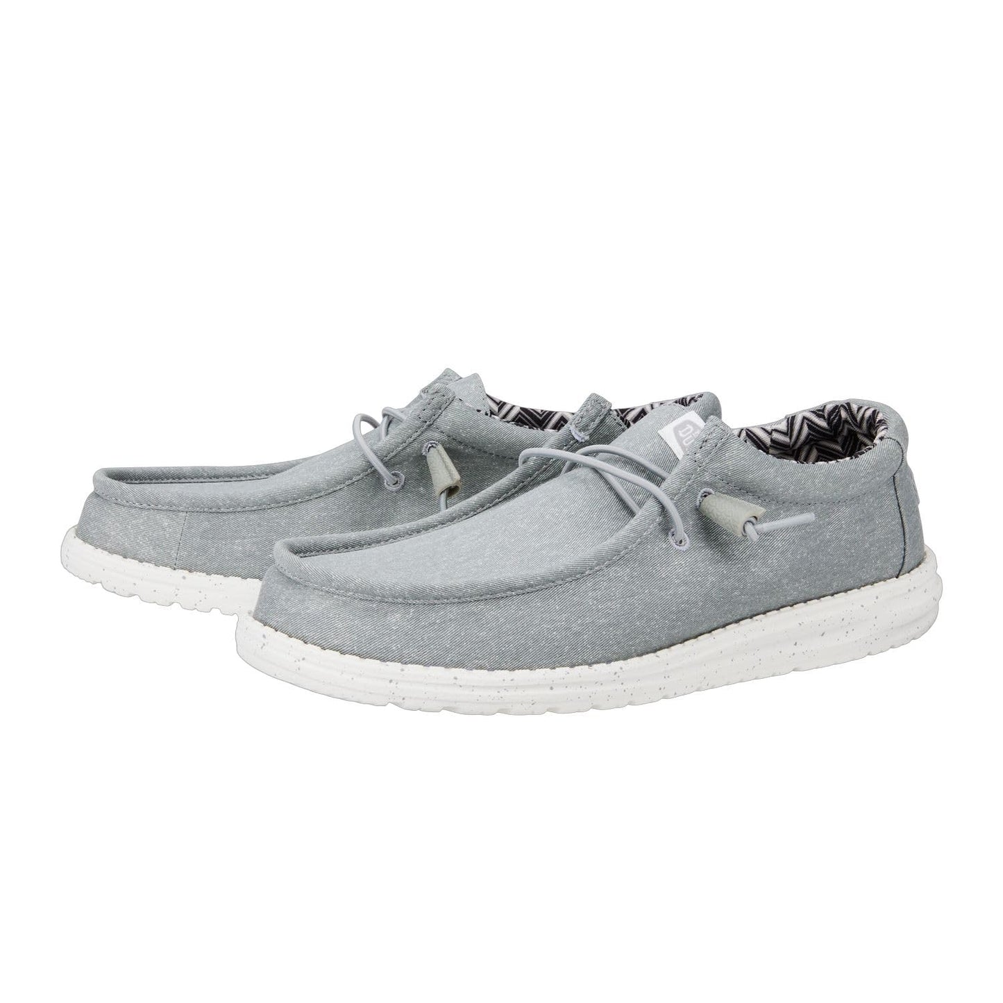 HEYDUDE Men's Wally Stretch Canvas Light Grey Size 14 | Men's Shoes | Men Slip-on Loafers | Comfortable & Light-Weight