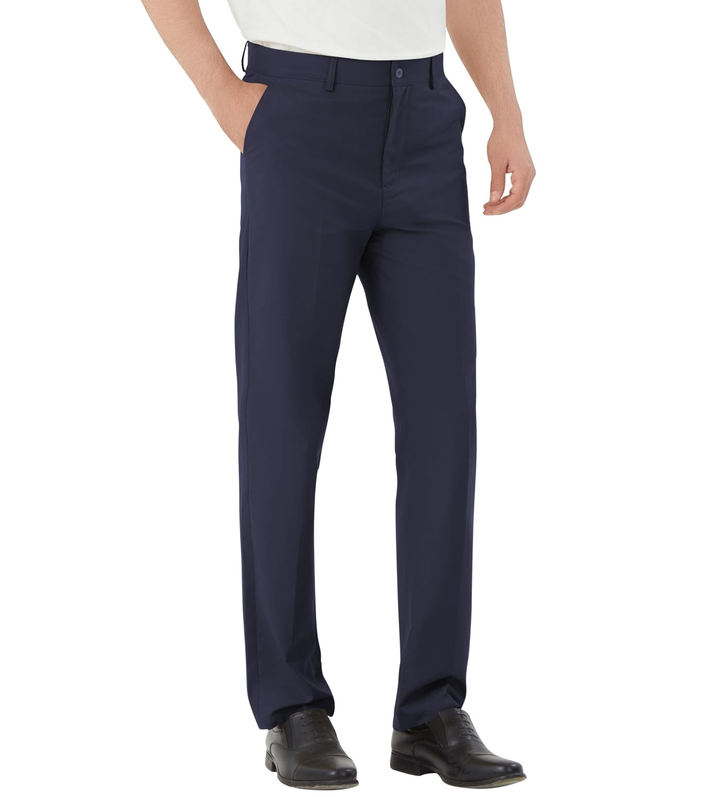 Men's Tall Classic Fit Flex Flat Front Dress Pants Formal Pants for Business & Office Navy