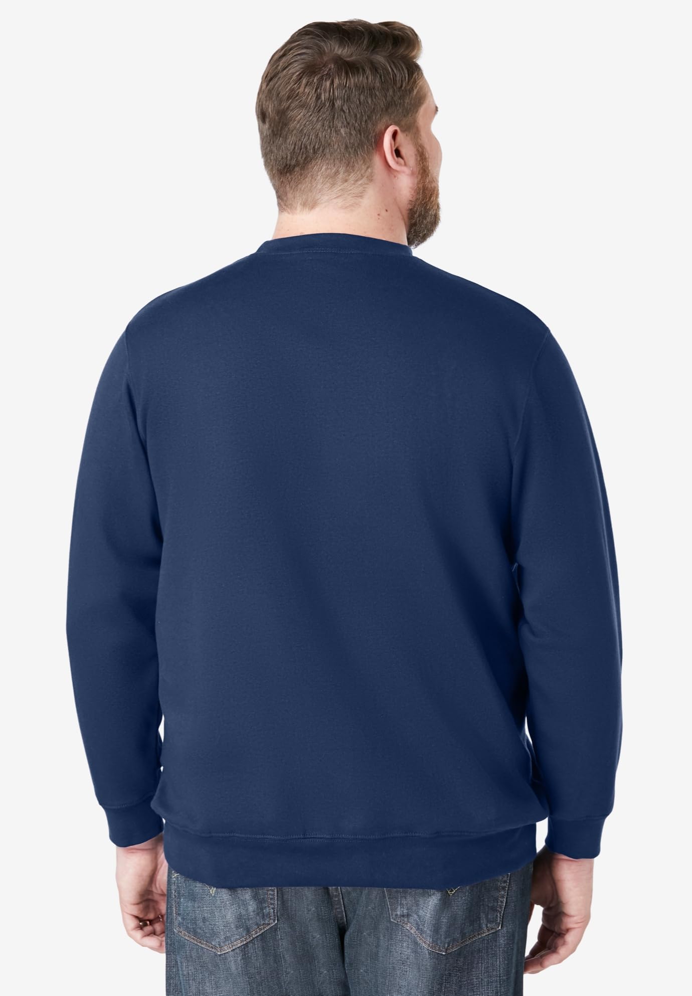 KingSize Men's Big & Tall Fleece Crewneck Sweatshirt - L, Navy