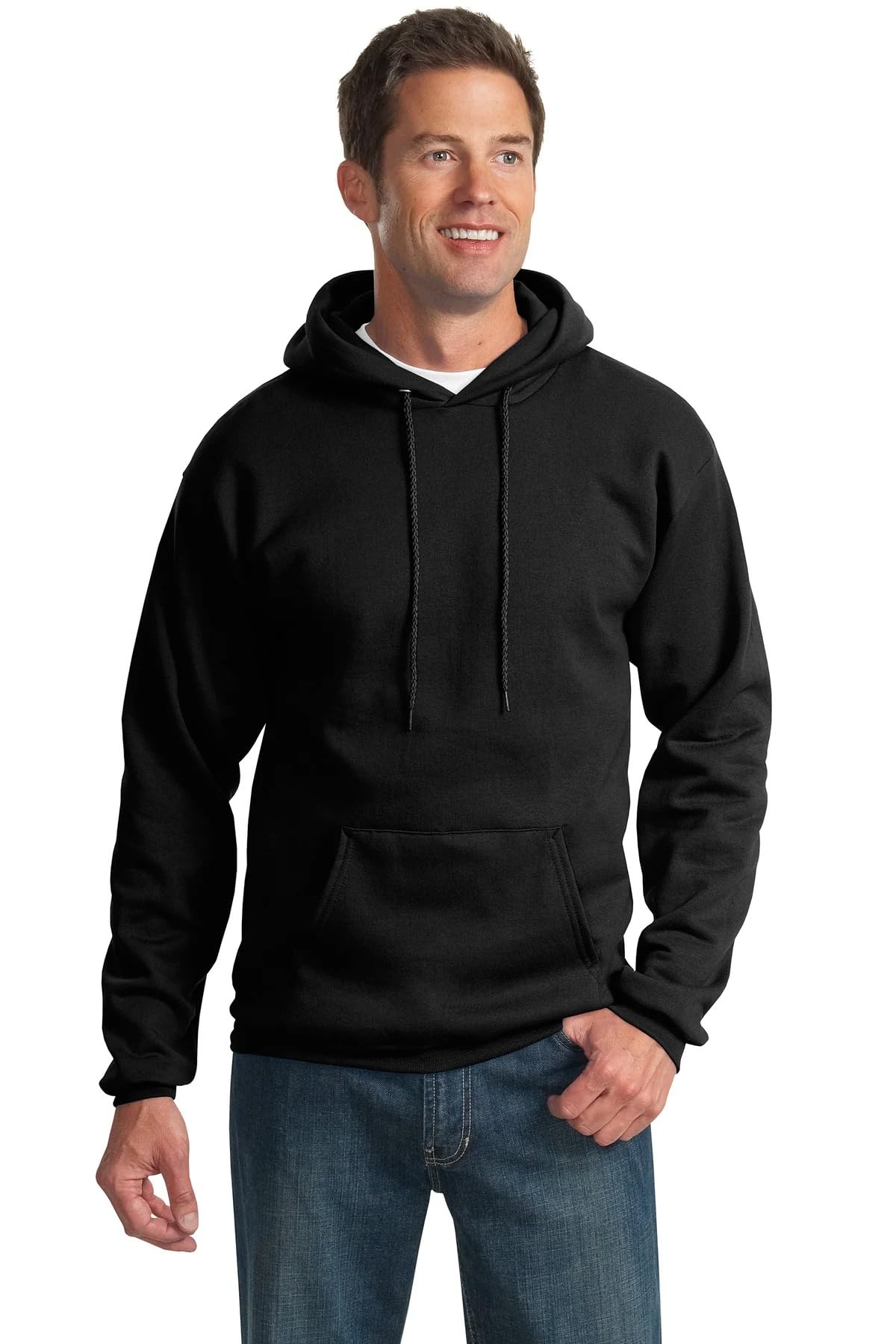 Port & Co TALL Essential Fleece Pullover Hooded Sweatshirt-PC90HT-4XLT-Jet Black