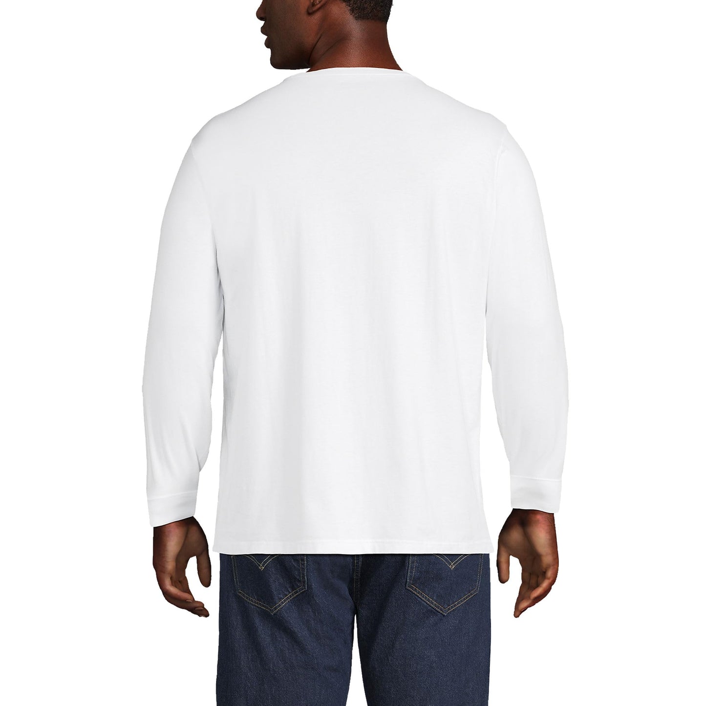 Lands' End Mens Long Sleeve Super-T Tee White Tall X-Large